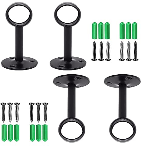 4 Stücke Gardinenstange Halterung Deckenhalterung, Vorhangstange Deckenhalterung, Deckenbefestigung Auflageträger Für Eine Vorhangstange Mit Schrauben, 25 mm Durchmesser,Schwarz