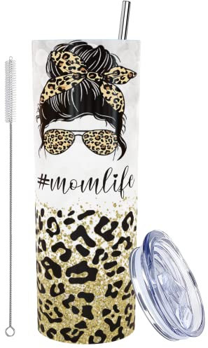LIERIE8888 Mom Life Tumbler With Straw 20oz, Mama Tumbler, Best Mom Ever Mug, Momma Gifts, Mommy Birthday Present, Mama Cup, Mothers Day Gifts, Best Mother Present, Mom Cups