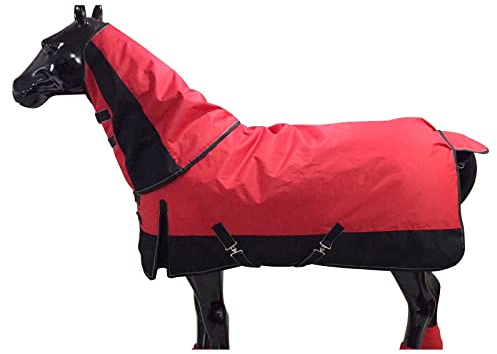 HARICSET Abschwitzdecke Pferd Weidedecke Winterdecke Pferd Wasserdicht Weich Bequem und Warm Langlebig Bordeaux(Size:125cm(49in),Color:Groß Rot)