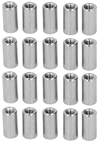 Tissting 20 Stück Lange Stangenmutter M6 x 1 Innengewinde 10mm OD 20mm Länge Rundes Langmuttern Gewindehülsen Edelstahl Verbindungsmuttern Set für Ersatz Wartung