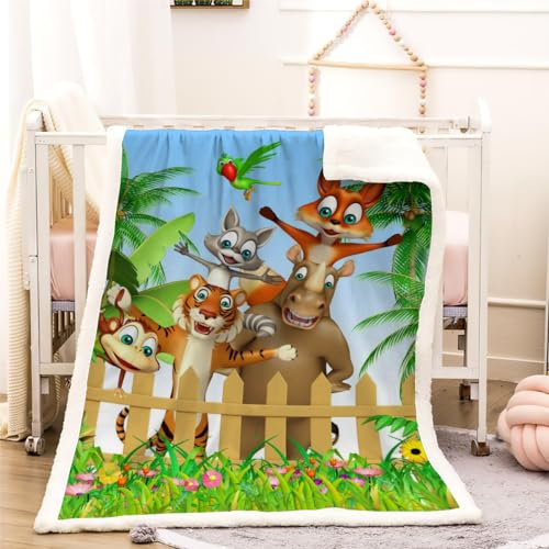 Tiger Fuchs Kuscheldecke Flauschig 100x130cm Anime Tiere Kinderdecke Babydecke Flanell Wohndecke Weiche Warme Flauschig Sherpa Decke für Sofa Bett Couch Mädchen Jungen Winter Blanket