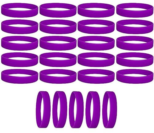 Mcoser 25pcs Purple Silicone Wristbands, Sports Elastic Bracelets for Events, Men Women Sports Outdoor Team