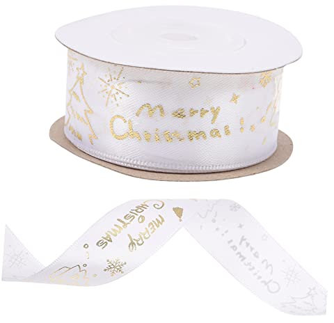 Lurrose 5 Rollen Weihnachtsband ribbon bandfeile weihnachtsbogen weihnachtsdekos weihnachtsbasteln Geschenkbänder Feiertagsband DIY-Bänder Weihnachtsgeschenkband Partybänder Polyester Weiß