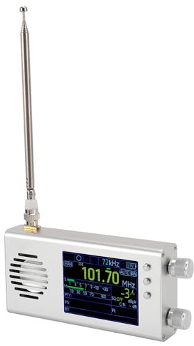 TEF6686 Radio Portátil SW, CB, VHF, UHF, WX, Air, LW, MW, Receptor SSB Am, para Dev Beta, Pantalla LCD de 3,2 Pulgadas, Mini Radio Retro de Bolsillo Recargable (Silver)