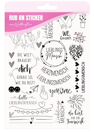 A5 Rub-On Sticker Lieblingsmensch randlos – Transfer Sticker für Raysin, Keraflott, Beton, Glas & Acryl – DIY Dekoration mit Sprüchen