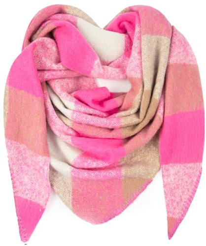 Glamexx24 Schal Damen Unisex Halstuch XXL Poncho Dreieckige Form Trendfarben Winterschal Kariert Schal Viele Variationen