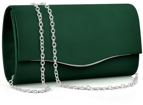 TINDTOP Clutch-Geldbörsen für Damen, formelle Abendtaschen, Wildleder, Schulterumschlag, Party, Handtasche, Hochzeit, Cocktail, Abschlussball, Clutches, D-dunkelgrün, 8.6 x 4.7 x 2 inches