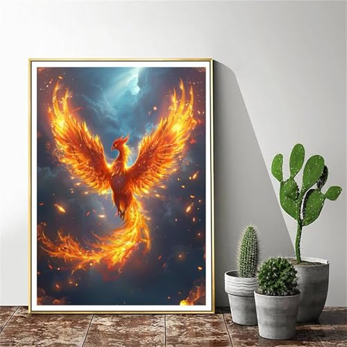 Malen Nach Zahlen Phönix Malen Nach Zahlen Erwachsene Vogel Malen Nach Zahlen kinder Paint by Numbers Handgemalt ölgemälde ,Pinseln und Acrylfarbe kreativ Set für Erwachsene (Rahmenlos) 80x100cm C-368