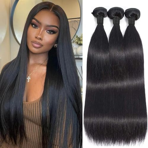 Straight Human Hair Bundle Brazilian Virgin HairSilky Straight 12A Grade Remy Unprocessed Human Hair Extenstion (18 20 22 inch)