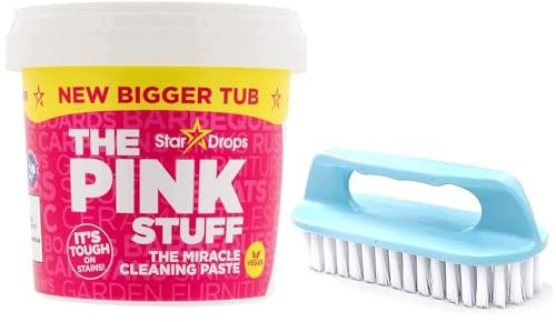 The Pink Miracle Multi-Purpose Cleaning Paste (850 G) + Scrubbing Brush - New Bigger Tub - Non-Toxic All Purpose Stain Remover Cleaner for Kitchen, Oven, Bathroom