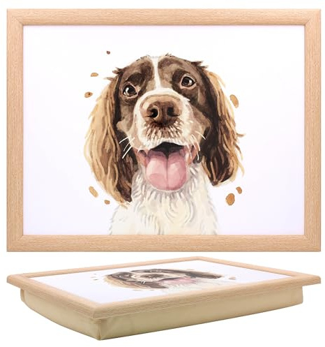 Lesser & Pavey Springer Spaniel Laptray Robert James Hull Vassoio per servire cibo e colazione | Comodo vassoio con cuscino a sacco | Vassoi durevoli per mangiare sul grembo per adulti