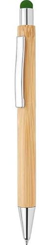 GFD RIP 100 Penne Personalizzate con Scritta e Logo - Penna Touch in Bamboo con Incisione Laser, Idea Personalizzabile Ufficio, Inaugurazioni, Fiere, Gadget Promozionali (100 Penne Verde)