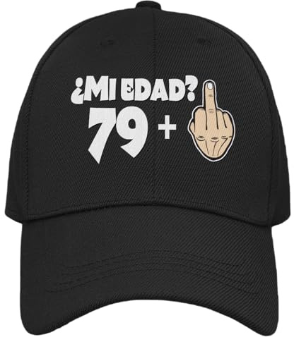 Vulfire Gorra Hombre Mujer 79 + 1 Regalo Cumpleaños 80 años Original Ideas Regalos Edad para Él para Ella Talla Única Gorra Negra con Visera (FR/ES, Letras, Talla única, Negro)