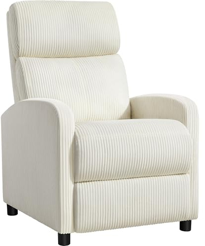 Yaheetech Relaxsessel Fernsehsessel Einzelsofa Ruhesessel mit Verstellbarer Beinablage Liegesessel aus Cordstoff Beige