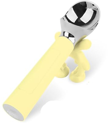 Heated Ice Cream Scoop Rechargeable with LED Display, Electric Handheld Warming Ice Cream Scooper with Holder (Yellow)