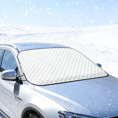 Fuhesgu Auto Frontscheibenabdeckung 145 x 96cm Windschutzscheibenabdeckung | Sommer Winter SUV Scheibenabdeckung Gegen Schnee Frost Staub Sonne UV Frostabdeckung Sonnenblende Auto Frontscheibe für LKW
