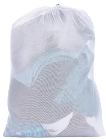 1 PCS Mesh Laundry Bags, Extra Large Laundry Bags with Drawstring, Machine Washable Net Laundry Washing Bag, for Home Hotel College Dorm, Travel, Delicates, Bra, Toy Storage (WHITE)