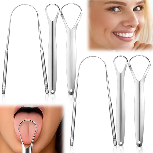 6 Stück Zungenschaber, Zungenreiniger, Tongue Scraper Für Eine Mundhygiene, Inklusive 2 Große Und 4 Kleine Toungescraper
