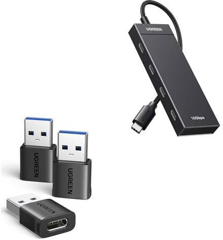 UGREEN 10Gbps Hub USB C 3.2 Gen 2 a 4 Puertos Tipo C Adaptador USB a Tipo C 3 Pack 10Gbps Convertidor Machoa a Hembra 3.2