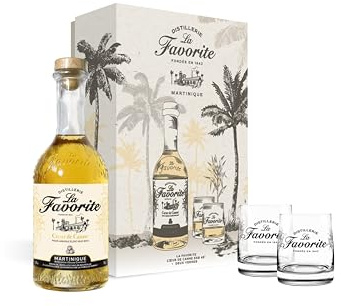 La Favorite Coeur de canne ambré 12 mois Coffret 2 verres 70cl 45°