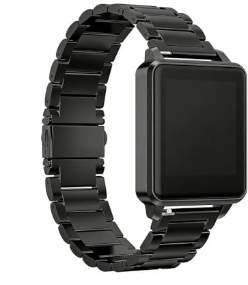 Nevoluxer Correa para Reloj Inteligente y Relojes 22mm - Correa de Acero Inoxidable de Liberación Rápida - Repuesto para Smartwatch Hombre y Muje（Negro）