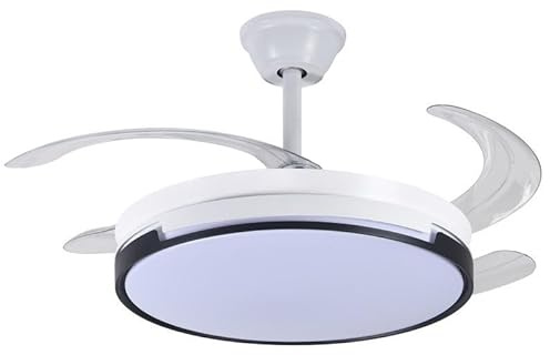 DRW Ventilador de Techo con luz y 4 aspas retractiles en Blanco Diana 53x106x106 cm