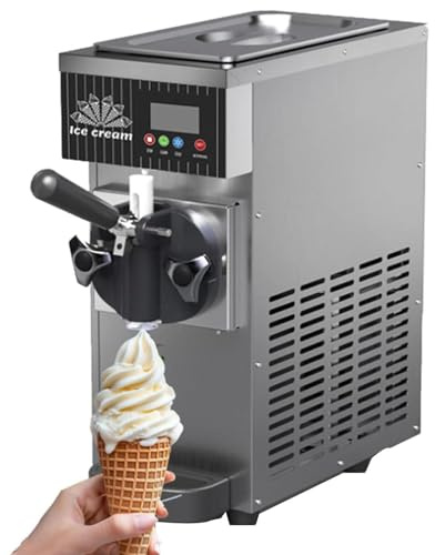Soft Serve Ice Cream Machine for Home Commercial, Countertop Soft Serve Ice Cream Maker, 4-8 Kg/H Yield, with Lcd Panel Soft Serve Maker Single Flavor Soft Serve Ice Cream Machine Silver-450W