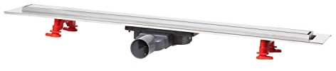 Wirquin 30723948 Caniveau douche à l'italienne Venisio Slim+ L.700 mm avec grille réversible en inox, chromé