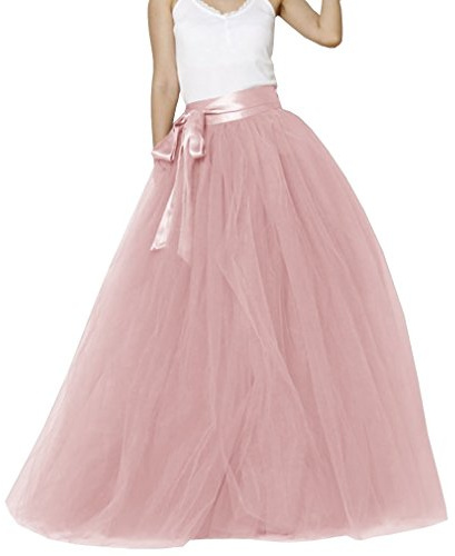 EllieHouse Womens Long Tutu Party Evening Tulle Skirt Dusty Pink Size M PC05