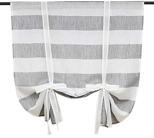 Thinkbay 1er Streifen Muster Raffrollo schöne Raffgardinen mit Band Vorhänge Grau BxH 135x160cm