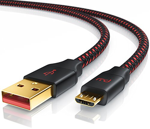 CSL - 2m Micro USB Kabel - Schnellladekabel mit Datenübertragung - Nylonmantel - Ultimate Fast Charge 24 AWG - für schnelle Ladevorgänge