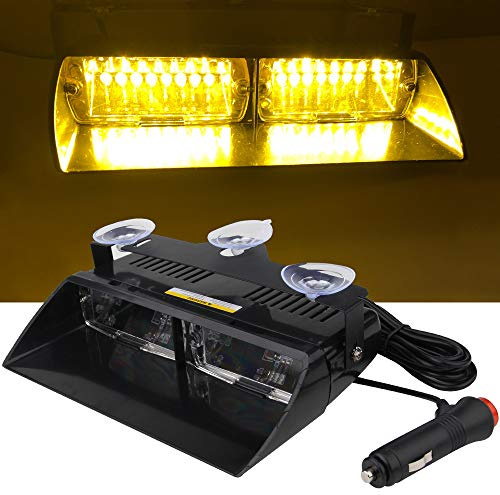 yifengshun Jaune LED application de la loi d'urgence balise danger stroboscopique lumières haute luminosité 16 LED 12 V voyant d'avertissement pour camion remorque Interio