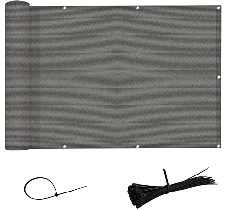AXT SHADE Balkon Sichtschutz 90x600cm HDPE Balkonverkleidung Balkonabdeckung Balkonbespannung Blickdichte Windschutz und UV-Schutz mit Kabelbinder für Balkongeländer-Anthrazit