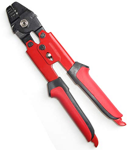Fishing Crimping Pliers Heavy Duty Stainless Steel Wire Rope Crimping Tool Fishing Tackle Pliers Built-in Wire Cutters Crimp Sleeves, 4 Crmping Size (Red - Carbon Steel Crimper)