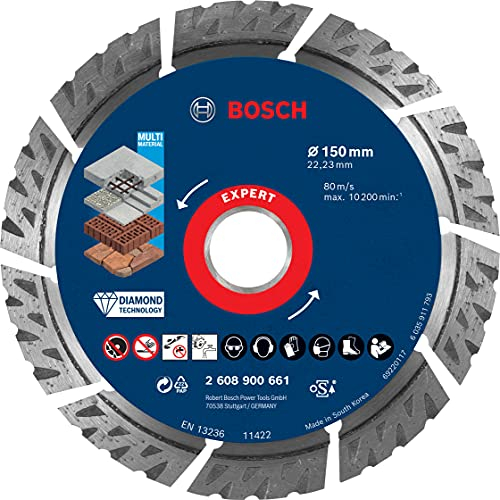 Bosch 1x Disques à tronçonner diamantés EXPERT MultiMaterial (pour Béton, Béton armé, Ø 150 mm, Professional Accessoire Grande meuleuse angulaire)