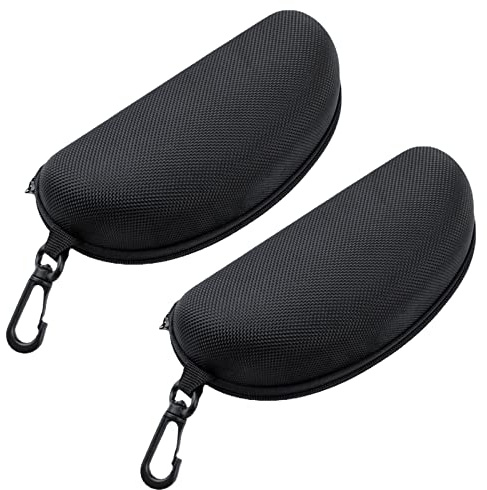 Queerelele Brillenetui Groß - 2 Stücke Brillentasche Mit Gürtelclip, Weich Schwarz, Tragbare Schutzbox Mit Reißverschluss Für Brillen Und Sonnenbrillen
