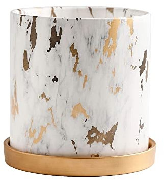 BUNCC Multicolore Marbre Motif Charnu Pot De Fleur en Céramique Succulente Fleur Plante Cactus Pot Extérieur Bricolage Créatif Clivia Céramique Jardinière Grand Style Chinois Maison Vert Chlorophytum