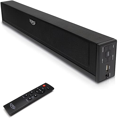 XORO TV Soundbar HSB 50 V2 mit 25 Watt Leistung, Bluetooth Lautsprecher, USB Mediaplayer, Line IN, Optischer & Koaxialer Audioeingang, Wandmontage möglich
