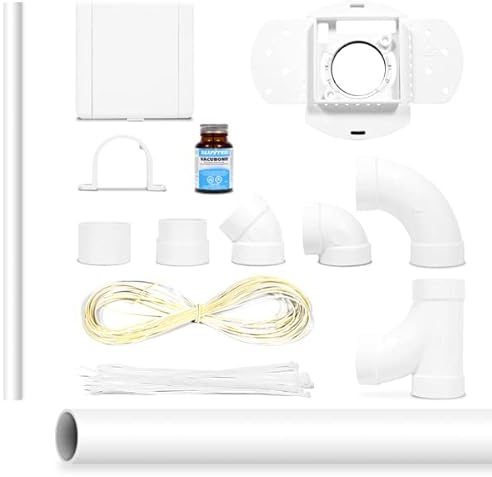 Kit d'Installation 1 à 5 Prise Complet (Coudes, Tuyau, Colle, etc..) Prise Carré Vacuvalve ES pour Aspirateur Centralisé - Compatibles Toutes Marques Aspiration Centralisé - Garantie 2 ans (4 prises)