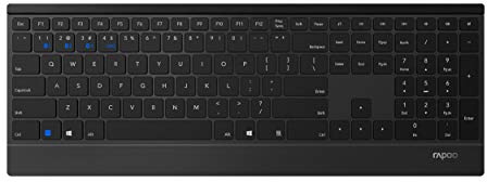 Rapoo Portugiesische QWERTY-Tastatur (mit Multimode-Bluetooth-Technologie und 2,4 GHz, ultradünne Tastatur mit 4,5 mm), Schwarz