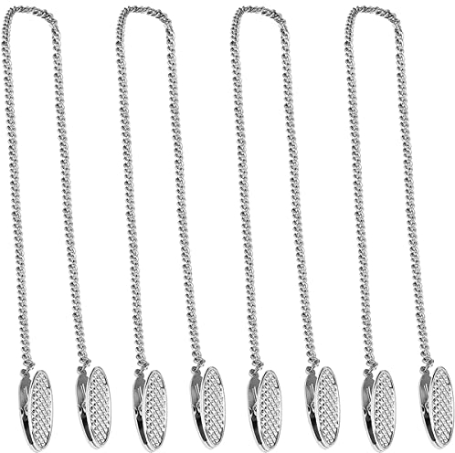 4 Stück Silberne Serviettenketten aus Metall Tragbarer Serviettenhalter für Hals Legierungs Serviette Clips Kette zum Fixieren von Servietten, Clip, Halskette, Dinner Accessoire(50 cm)