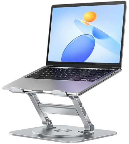 MCHOSE Laptop-Ständer für Schreibtisch, um 360 Grad drehbare Basis, Aluminium-Computerständer, ergonomischer Laptop-Erhöhung, Notebook-Halter, passend für Laptops bis zu 17 Zoll (17 Zoll), Silber