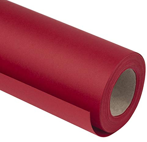 RUSPEPA Rote Kraftpapierrolle – 44,5 cm x 30 m – recycelbares Papier, perfekt für Kunsthandwerk, Kunst, Verpackung, Post, Versand, Staumaterial und Pakete