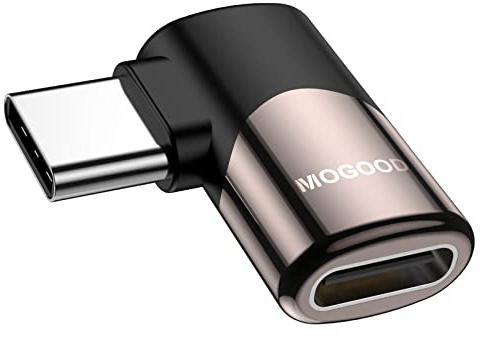 MOGOOD Adaptador USB-C 90° Macho-Hembra, USB4, 40Gbps, 100W, 8K, 1 Unidad | aleación zinc, ángulo recto, carga rápida, para MacBook, iPad, iPhone, Steam Deck, Switch, coche, casa, viaje, juegos
