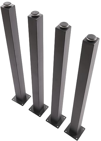 InSyoForeverEC Lot de 4 pieds de table carrés en métal réglables en hauteur - 71 cm de hauteur - Pour table à manger, bureau, tables basses, armoires TV, tables d'appoint - Noir