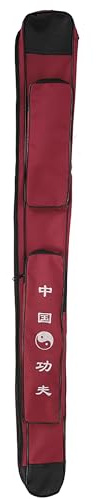 BORDSTRACT Taichi Sword Bag, 41.3in Length Thick Canvas Chinese Kung Fu Sword Carrying Bag, Single Layer Sword Carrying Case, Martial Arts Weapons Case, Multifunction Shoulder Bag(Red)
