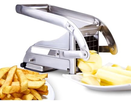 Bdit ACCESORI Taglia Patate, Tagliere Acciaio Inox, Affettatrice Manuale con Lame da 12mm e 9mm, Tecnologia Antiscivolo Taglia Verdure, Taglierino Professionale, Accessori per Friggitrice