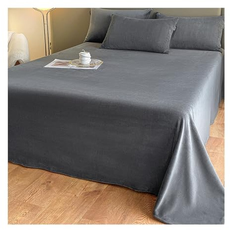 Sábana encimera coralina Invierno Cama 90/100/150/180/200cm Sábana Plana de Felpa de Forro Polar ultrasuave cómoda y cálida (Color : Grey A, Size : 245x270cm)