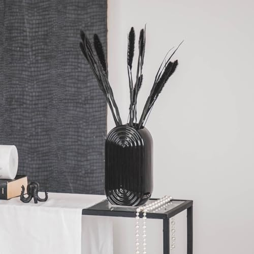 SECASA Keramik-Dekovase modern | Vase für Pampasgras, Trockenblumen, Tischdeko, Vase, Moderne Vintage-Blumenvase schwarz, für Wohnzimmer, Schlafzimmer, Küche, Bad oder Büro (Schwarz, Groß)