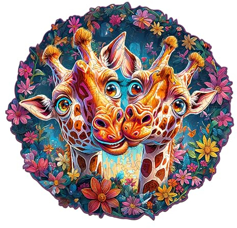 Holzpuzzle Erwachsene, 280 Teile Giraffe Holz Puzzle Erwachsene, 34x32.5cm Wooden Puzzle, Unregelmäßige Einzigartige Holzpuzzle Tierform Mit Geschenkbox Aus